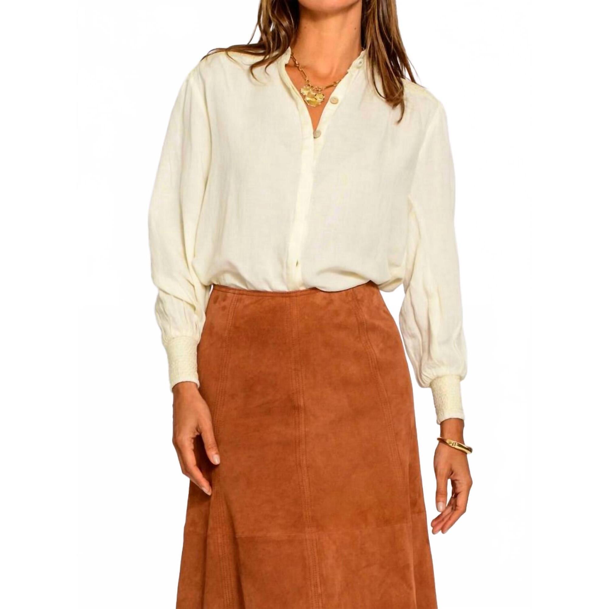 New Elizabeth James The Label Emily Button Down Top In Brown